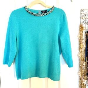 🎀HP🎀 Cashmere MAGASCHONI SWEATER Jewel Neck L Pristine 🎀